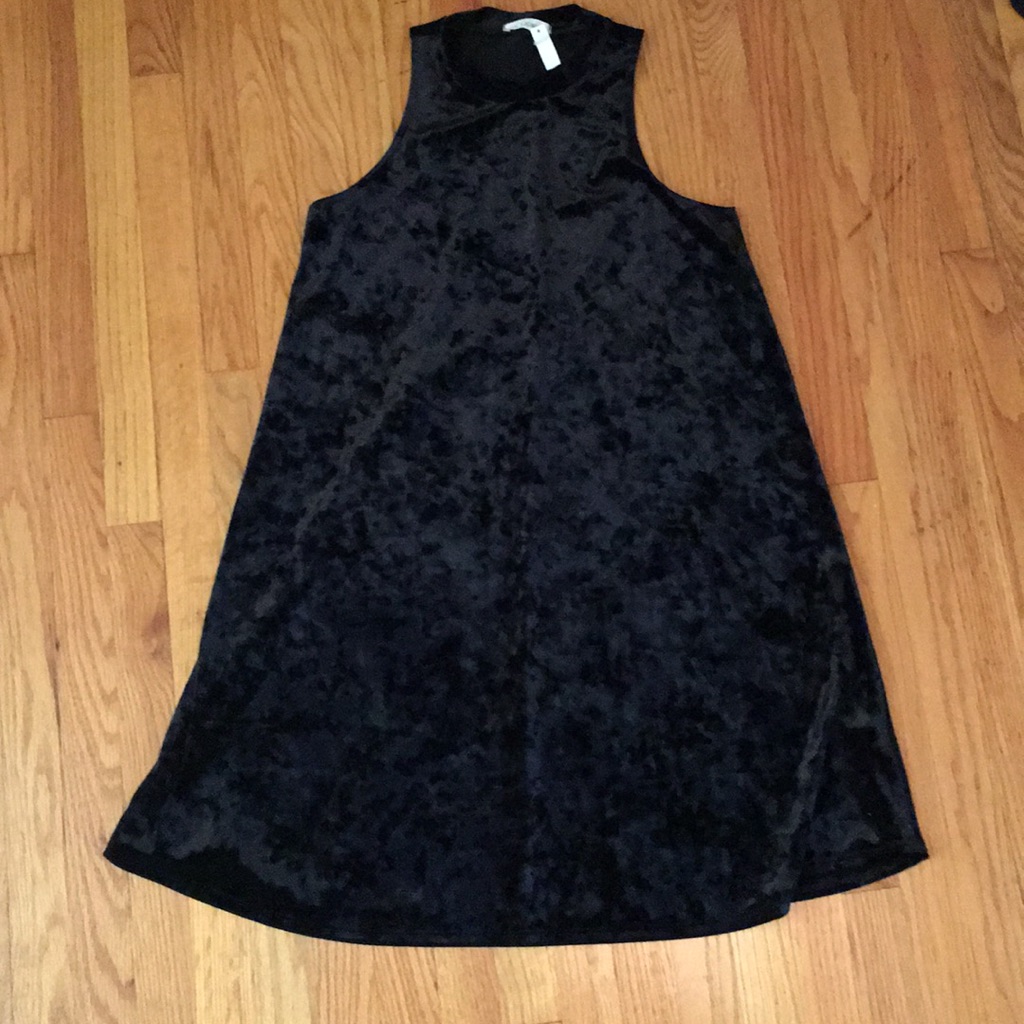 Nwt - Black Velvet High Neck Midi Dress